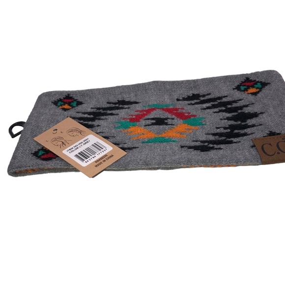LIGHT GREY Southwestern Aztec Print Winter Ear Warmers Knit Headbands HeadWrap - Picture 2 of 8